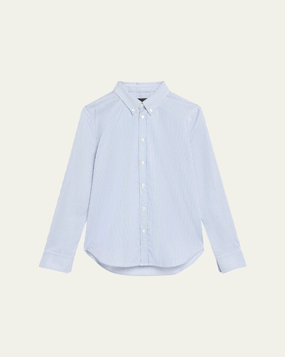 Dyllan Striped Shrunken Button-Down Shirt